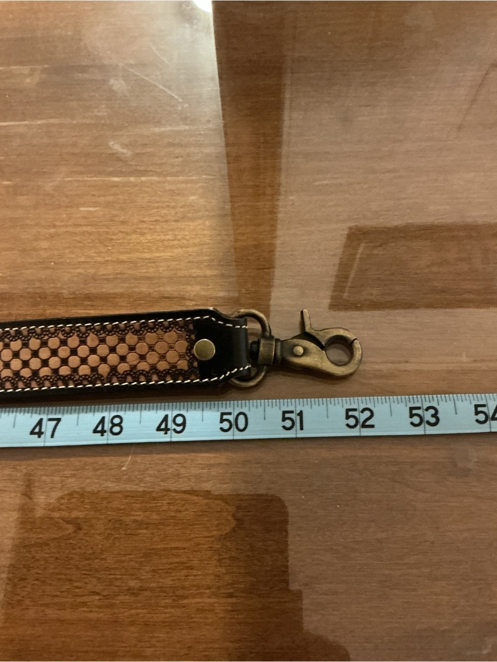 Myra Bag Beaded & Tooled Leather Crossbody Strap - Picture 4 of 5